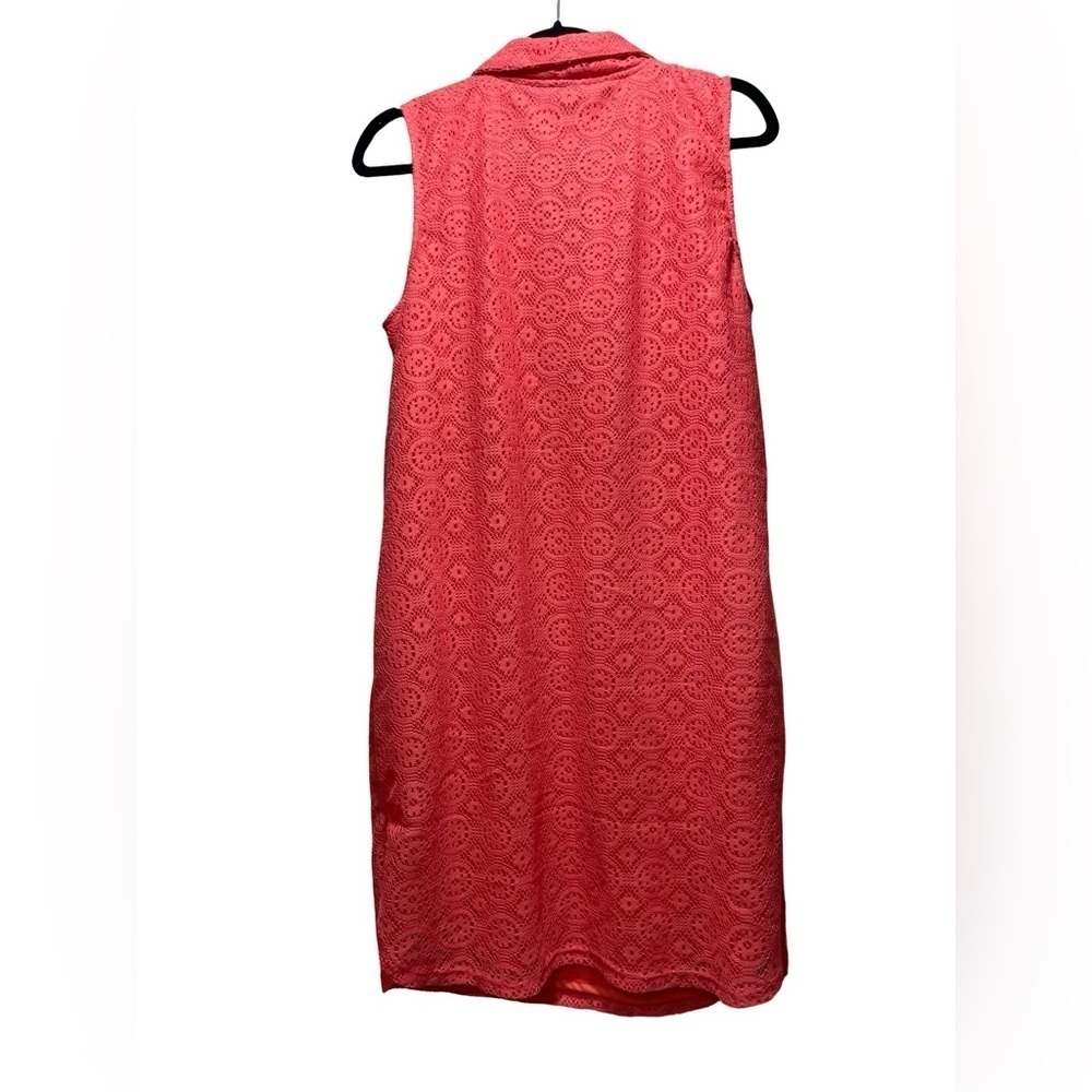 Allison Brittney Lace Pink/Peach Knee Length Geometric Design Dress Size Large - Picture 10 of 12